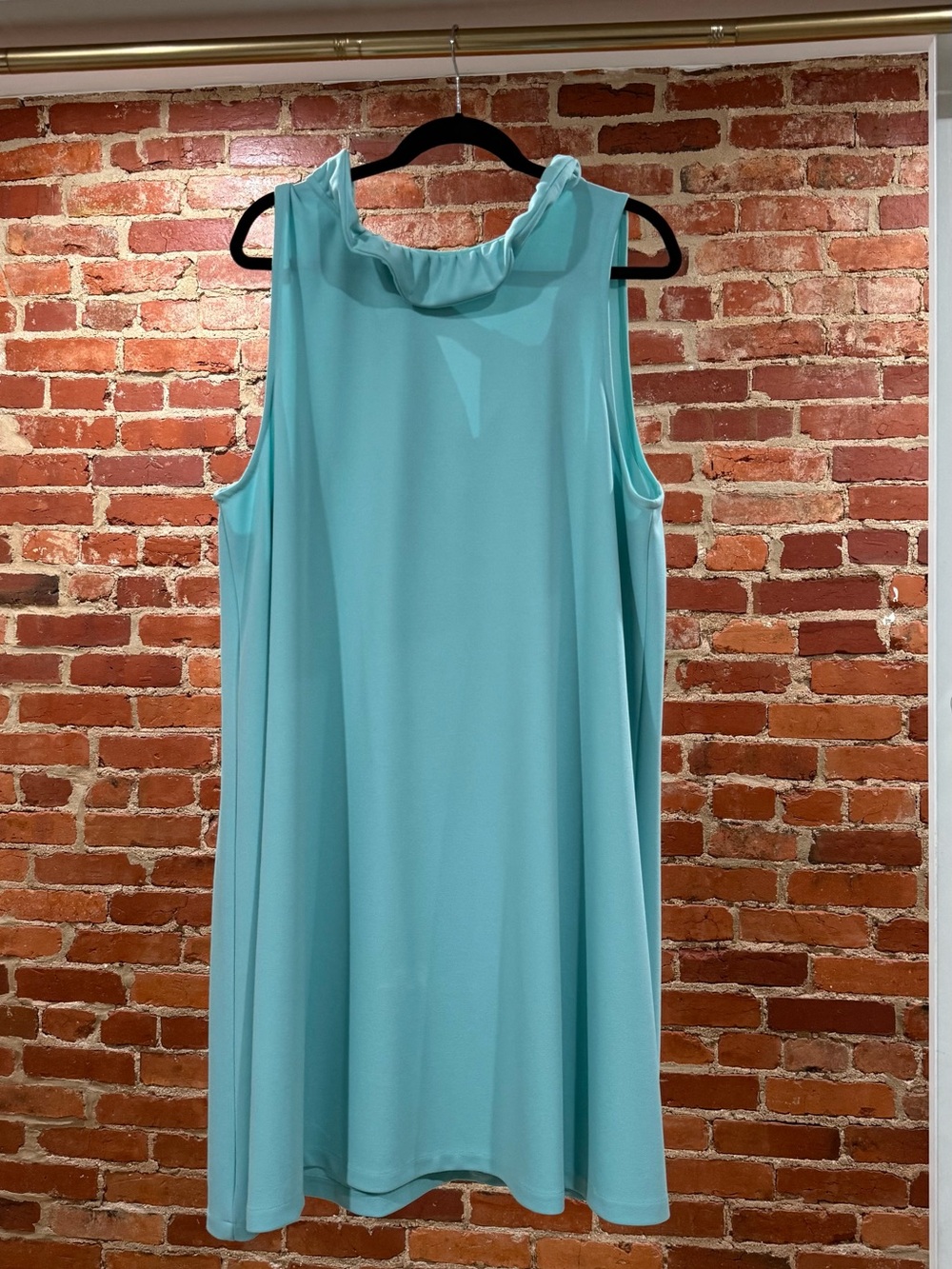 Pomander Place Sleeveless Aqua Blue Ruffled Neck Mini Dress